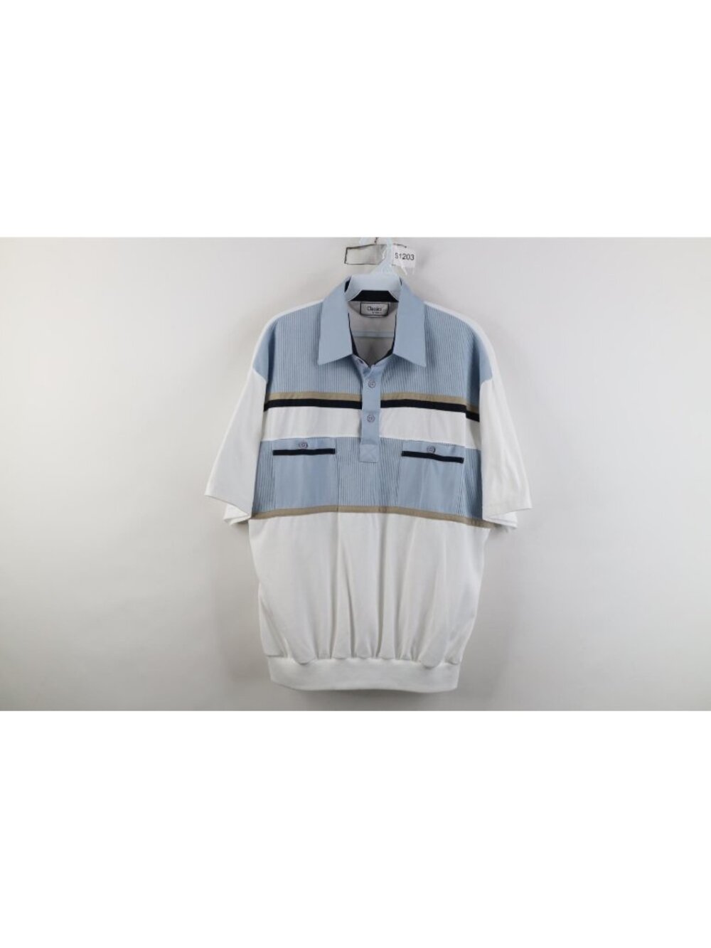 Vintage 90s Streetwear Mens Large Ribbed Knit Color Block Pullover Polo Shirt